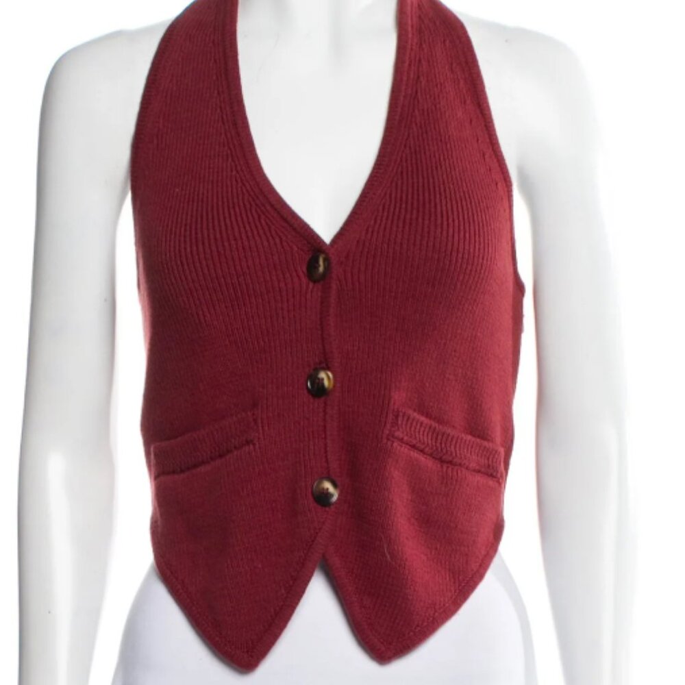 Reformation Plunge Neckline Sleeveless Sweater Vest